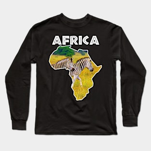 African Wildlife Continent Zebra Stroll Long Sleeve T-Shirt